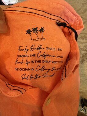 Funky Buddha Coral Linen Button-Down S NWT